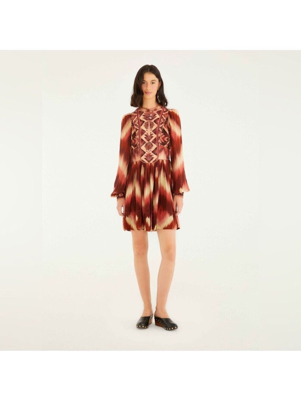Farm Rio Red Stripes Tapestry Mini Dress